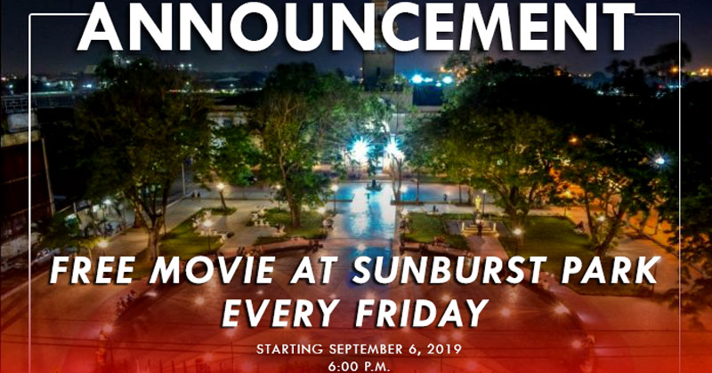 Iloilo City will show free movies at Sunburst Park.