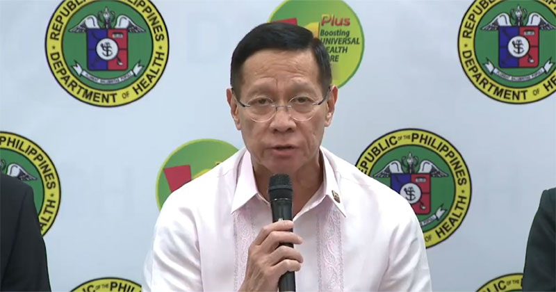 DOH secretary Francisco Duque III confirms coronavirus case in Cebu.