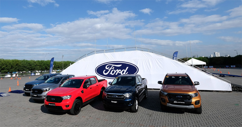 (From left to right) Ford Ranger Raptor, Ford Ranger XLS, Ford Ranger FX4, Ford Ranger XLT, and Ford Ranger Wildtrak.