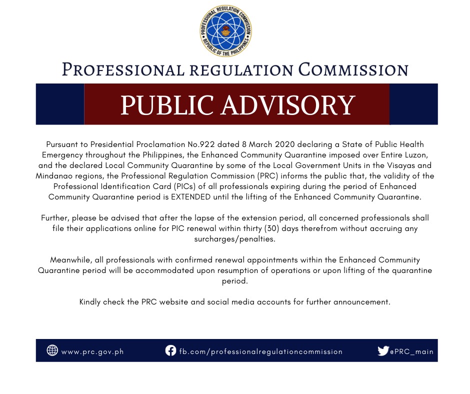 prc renewal advisory