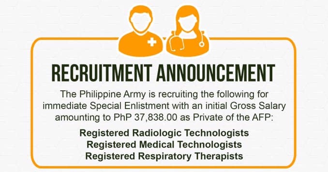 Philippine Army hiring health workers