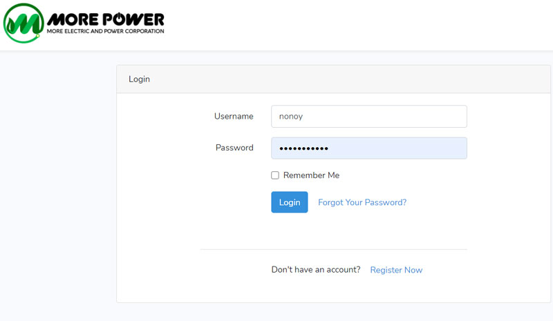 Login at MORE Power online payment.