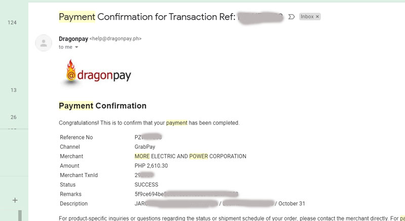 Dragonpay Payment Confirmation