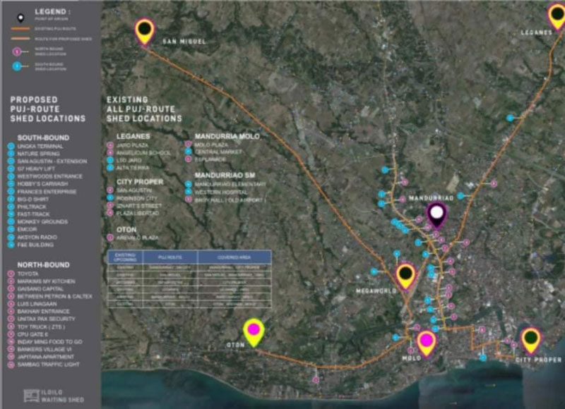 Location map of the 30 green waiting sheds to be funded by Megaworld Corporation.