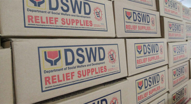 DSWD food packs and relief goods.