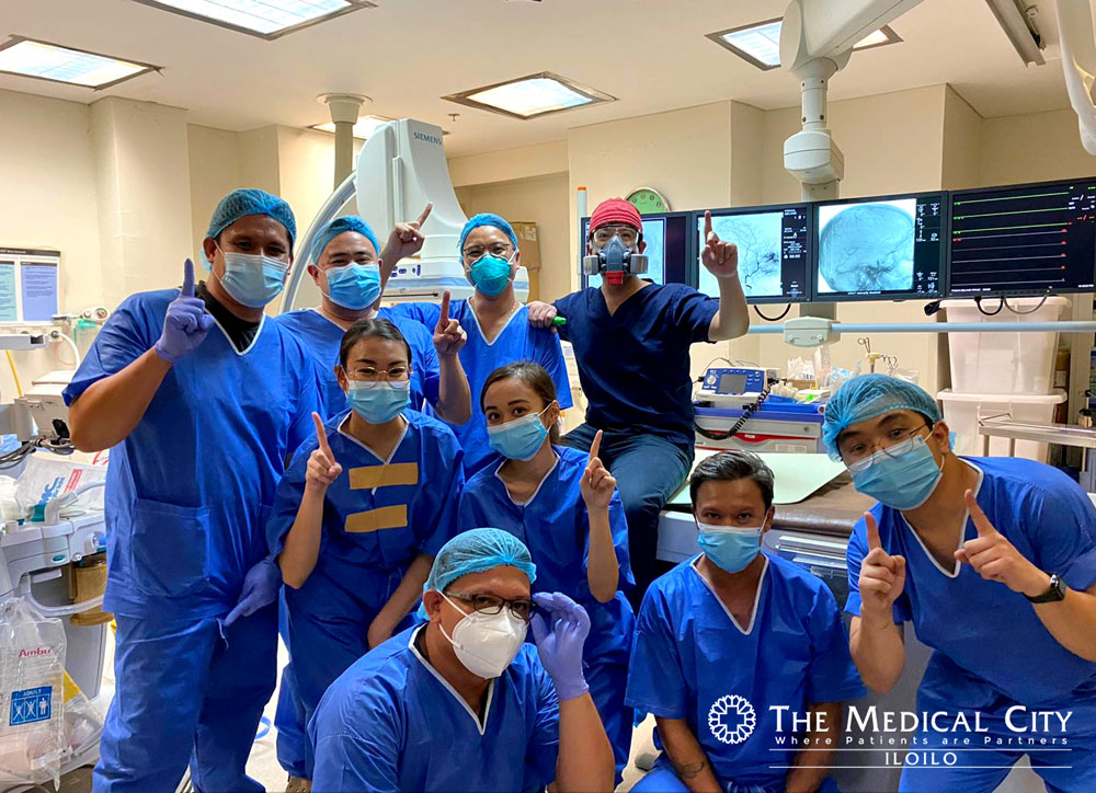 The Medical City Iloilo Cardiac Catherterization Team together with TMC Interventional Neuro-Radiologist Dr. Victor Erwin Jocson pose after the successful Subdural Hemorrhage Embolization procedure which is the first in the Philippines.
