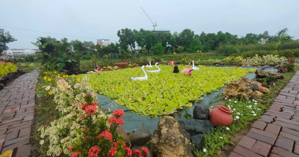 Iloilo City Garden of Love with scenic pond.
