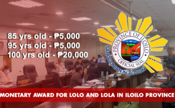 Monetary reward for seniors in Iloilo Province.