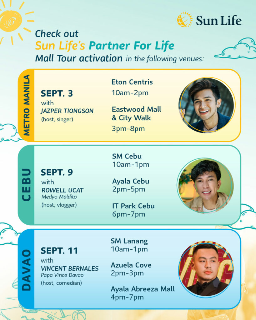 Schedule of Sun Life Partner for Life mall tour