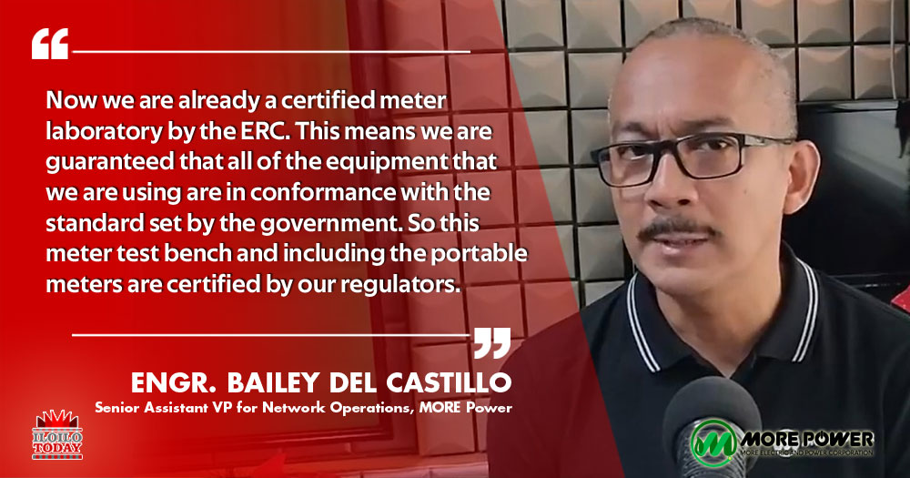 MORE Power Engr. Bailey del Castillo on Meter Test Bench, Portable meter station, and meter laboratory all certified by ERC.