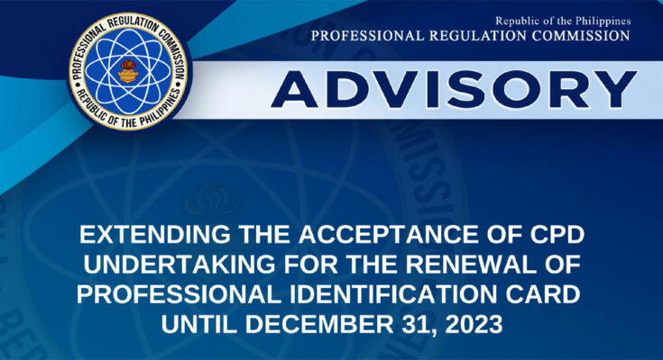 PRC Advisory on license renewal without CPD until 2023.