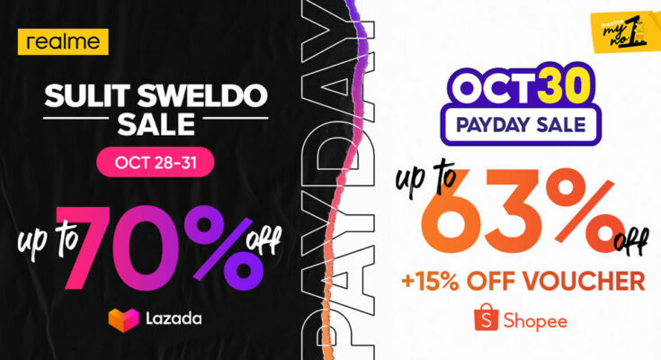 realme payday sale at Shopee and Lazada