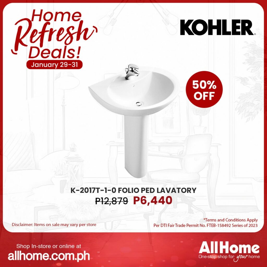 KOHLER, lavatory (from P12,879 to P6,440)