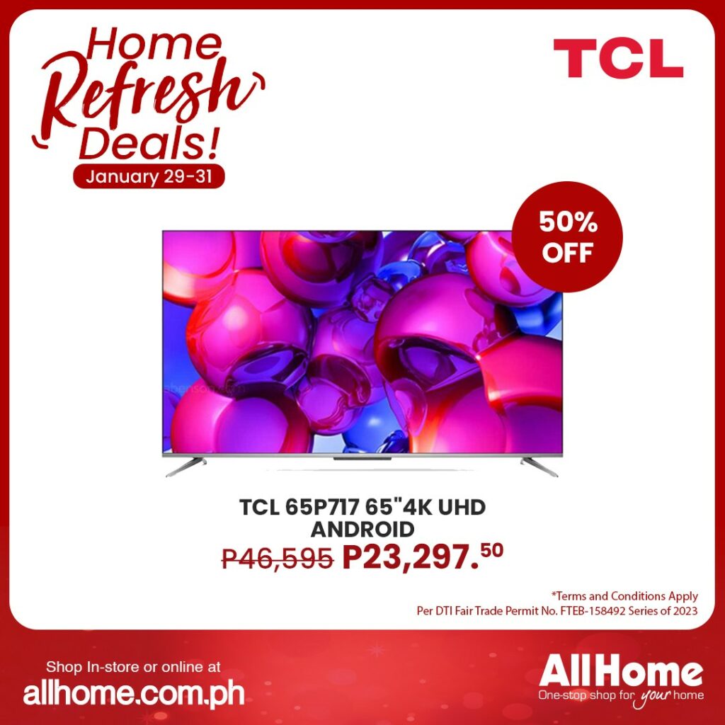 TCL, Android TV (from P46,595 to P23,297.50)