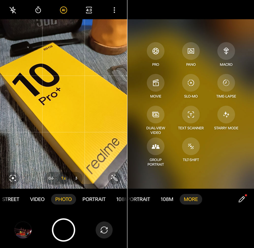 Camera app UI