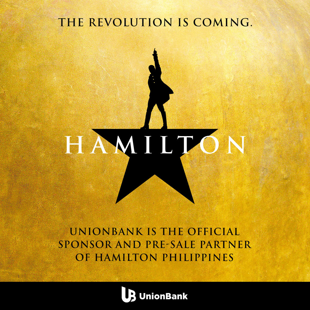 Unionbank as sponsor of Hamilton musical in the Philippines