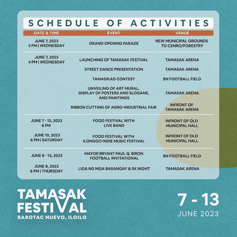 Schedule of Tamasak Festival