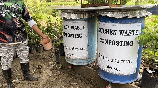Hotel food waste composting bins at Crisel Integrated Farms.