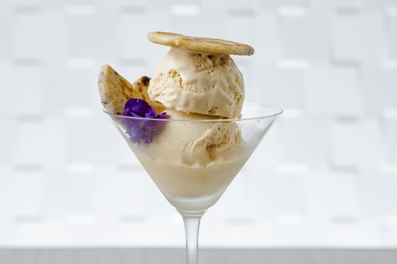 Batuan Ice Cream with Homemade Piaya, made from fresh Batuan a fruit endemic in theVisayas Region.