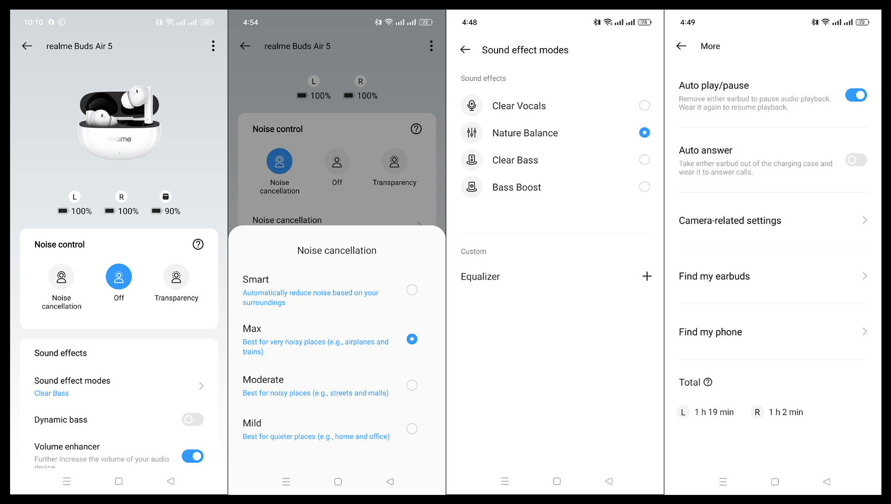 Customizable functions and features via realme Link App