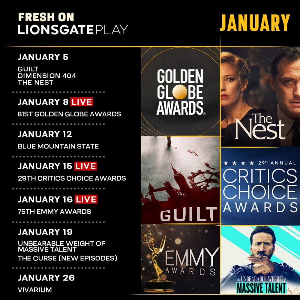 Lionsgate Play January watchlist