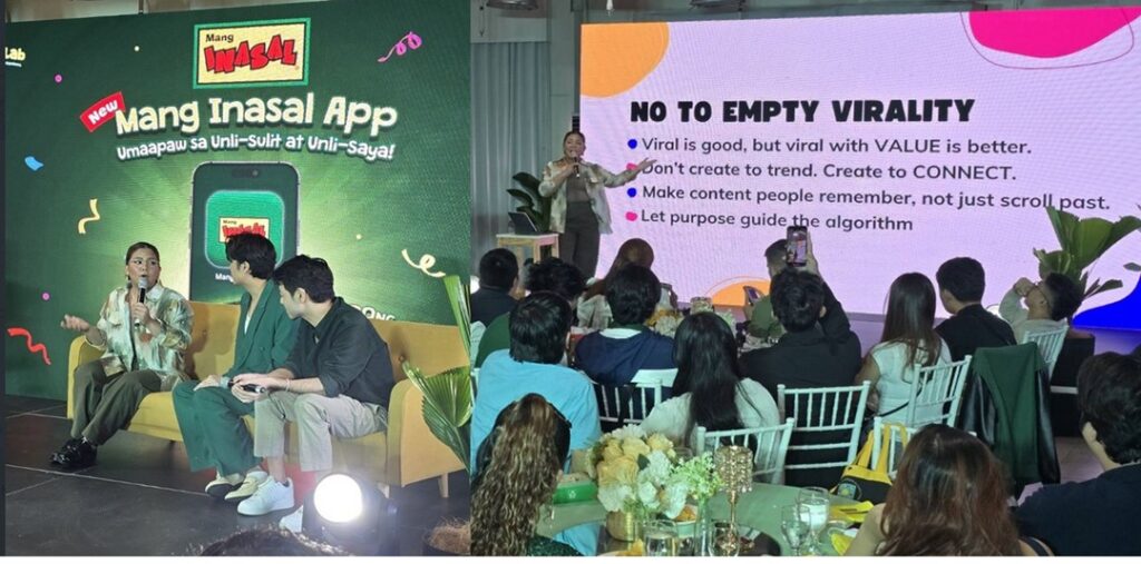 Content creators Abi Marquez, Jahd Ong, Steven Bansil lead the Mang Inasal Creators Lab which formed part of the launch of the revamped Mang Inasal delivery app.